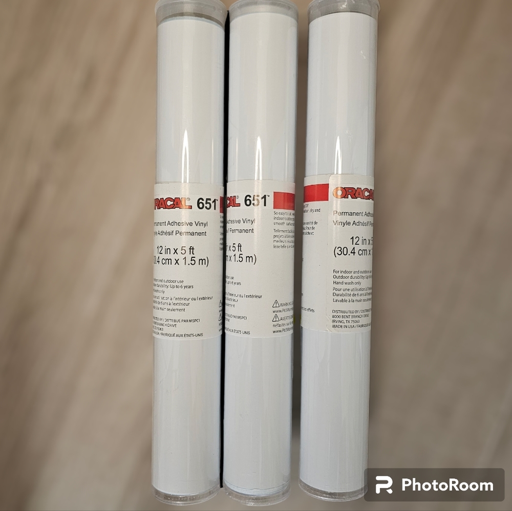 ORACAL® 651 Permanent Adhesive Vinyl, White 3- 12 x 5 ft tubes-NEW